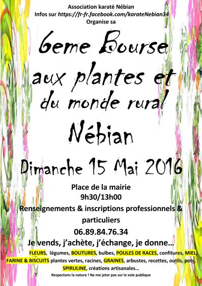 6ème bourse aux plantes et du monde rural à Nébian dimanche 15 mai 2016 de 9h30 à 13h00 - safran Kesara